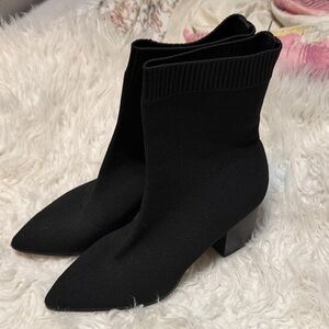 Aldo Black Stretch-Knit Pointed Sock Booties